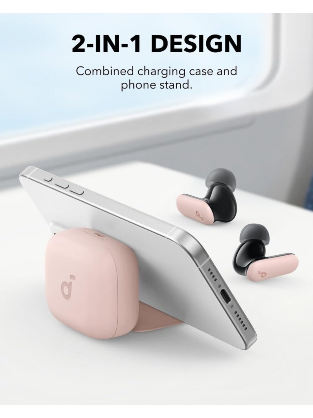 Wireless Pink Anker Noise Cancelling 45H Playtime IP54 Bluetooth 5.4 Earbud - Picture 2 of 6